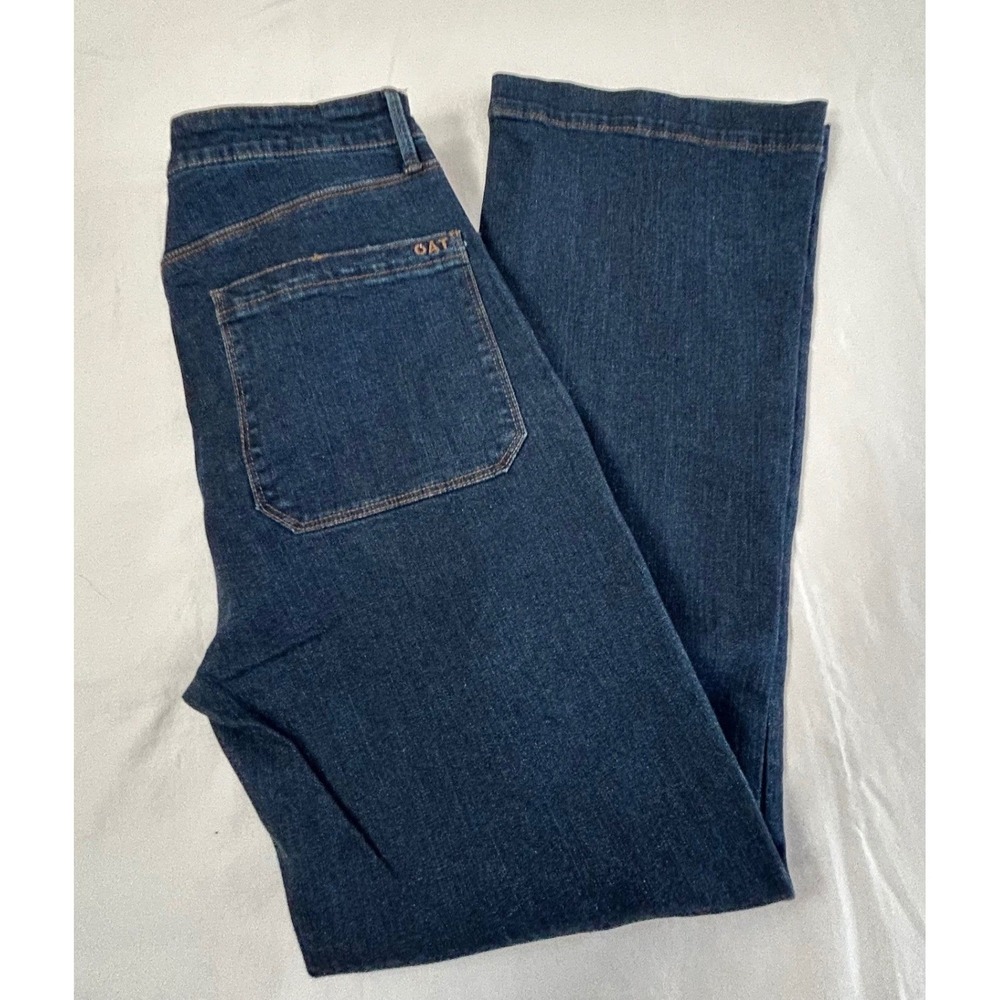 OAT New York Womens 31 High Rise Button Fly Patch Pocket‎ Bootcut Jeans